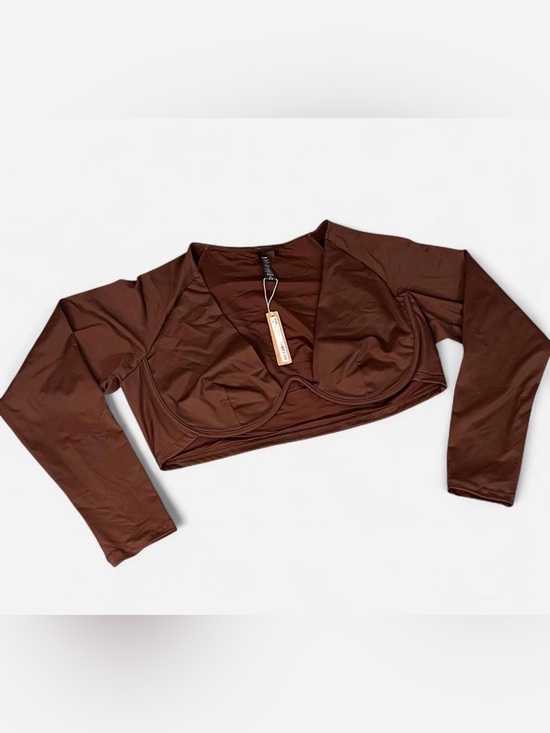 SKIMS Tops - NWT Skims Recycled Swim Underwire Top Women Cocoa Stretch Long Sleeve 3XL